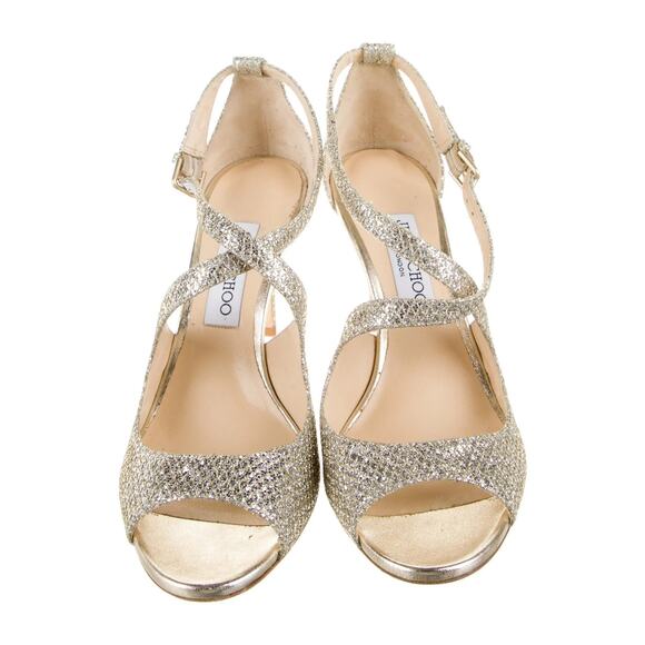 Jimmy Choo Emily Glitter Slingback Heel Sandals - Eu 39.5 Us 9.5 - Picture 3 of 5